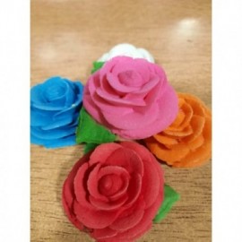 FLOR DE AZUCAR ROSA GRANDE R.A. CON HOJA X 6 C/U