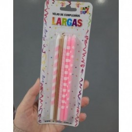 VELAS LARGAS METALIZADAS 15 CM LUN/RAY C/U 10
