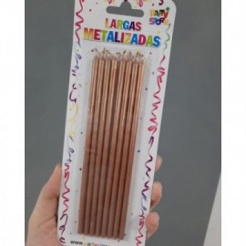 VELAS LARGAS METALIZADAS PARTY STORE C/U  8